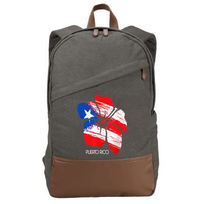 Puerto Rico Boricua Puerto Rican Flag Flower Pride Cotton Canvas Backpack