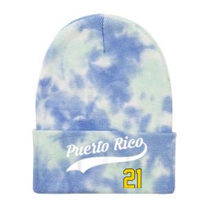 Puerto Rico Baseball 21 For Santurce Baseball Fans Tie Dye 12in Knit Beanie