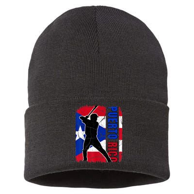 Puerto Rico Baseball 21 For Santurce Baseball Fans Sustainable Knit Beanie