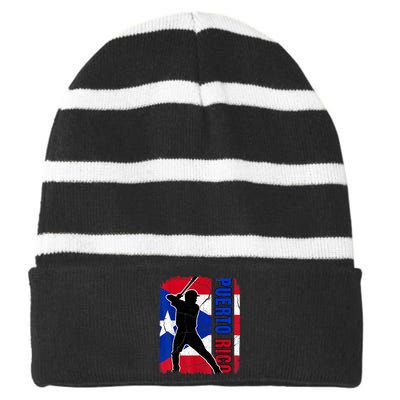 Puerto Rico Baseball 21 For Santurce Baseball Fans Striped Beanie with Solid Band