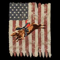 Patriotic Rodeo Bull Rider American Flag Western Cowboys Doggie Tank
