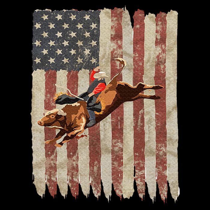 Patriotic Rodeo Bull Rider American Flag Western Cowboys Doggie Tank