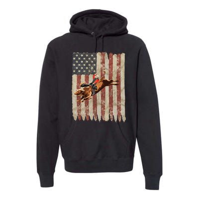 Patriotic Rodeo Bull Rider American Flag Western Cowboys Premium Hoodie