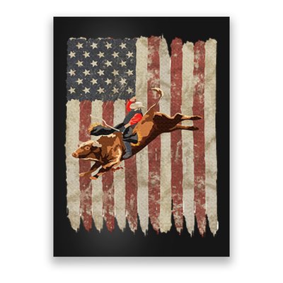 Patriotic Rodeo Bull Rider American Flag Western Cowboys Poster