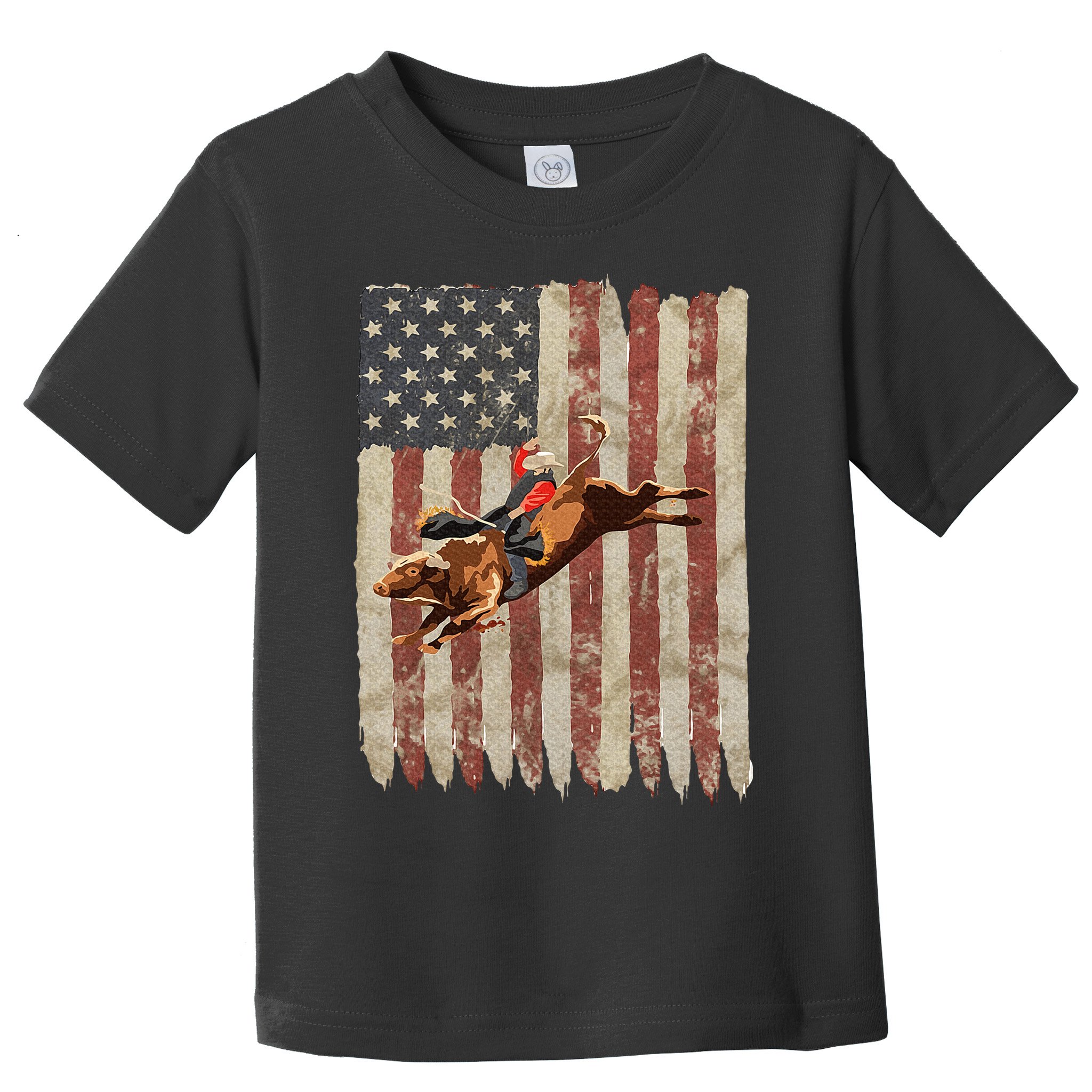 Patriotic Rodeo Bull Rider American Flag Western Cowboys Toddler T-Shirt