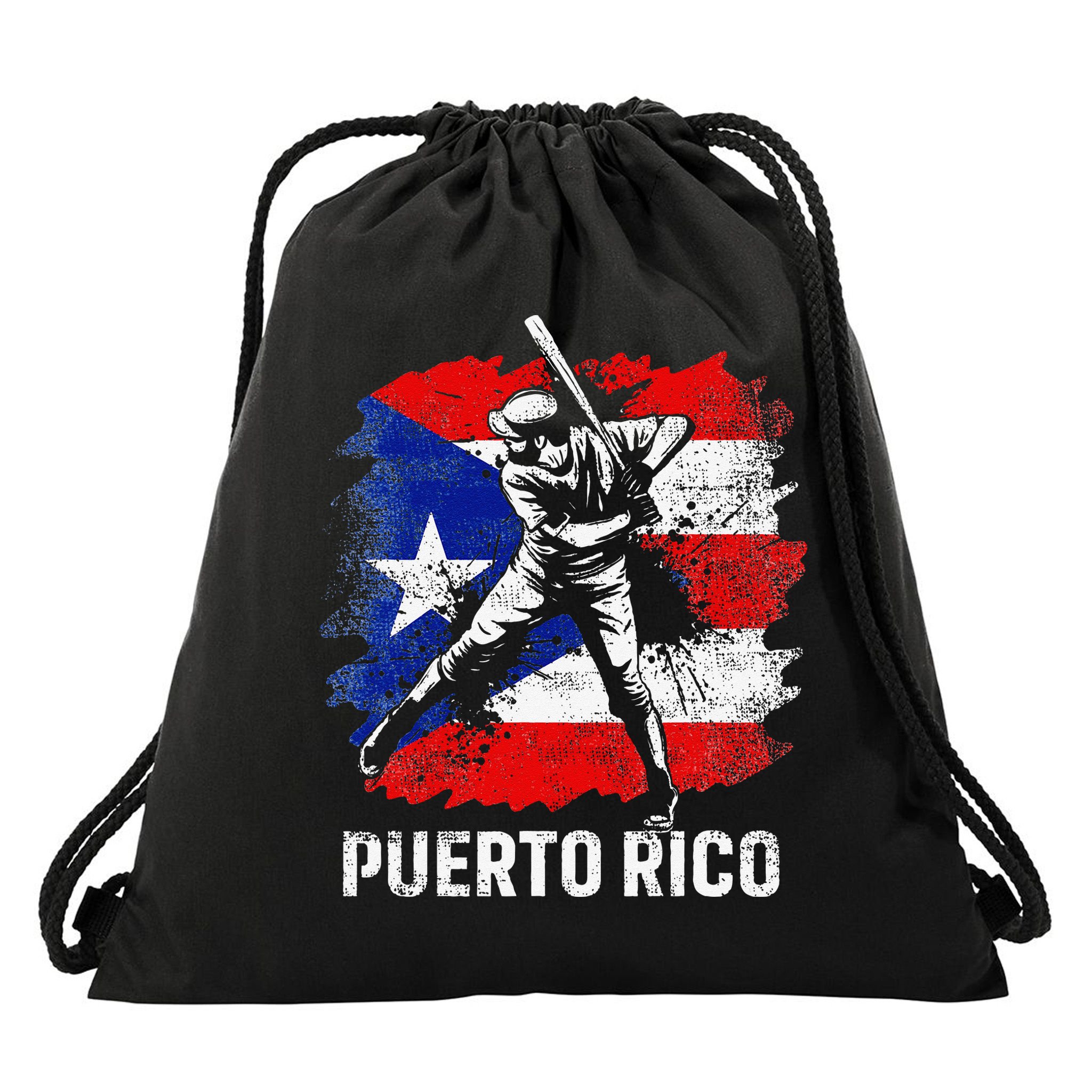 Puerto Rican Baseball Player Puerto Rico Flag Baseball Fans Drawstring Bag