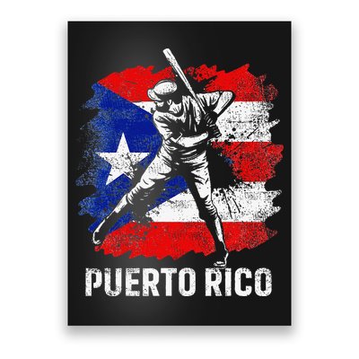 Puerto Rican Baseball Player Puerto Rico Flag Baseball Fans Poster
