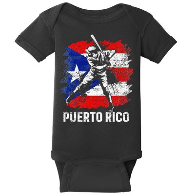 Puerto Rican Baseball Player Puerto Rico Flag Baseball Fans Baby Bodysuit
