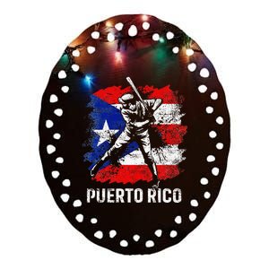 Puerto Rican Baseball Player Puerto Rico Flag Baseball Fans Ceramic Oval Ornament