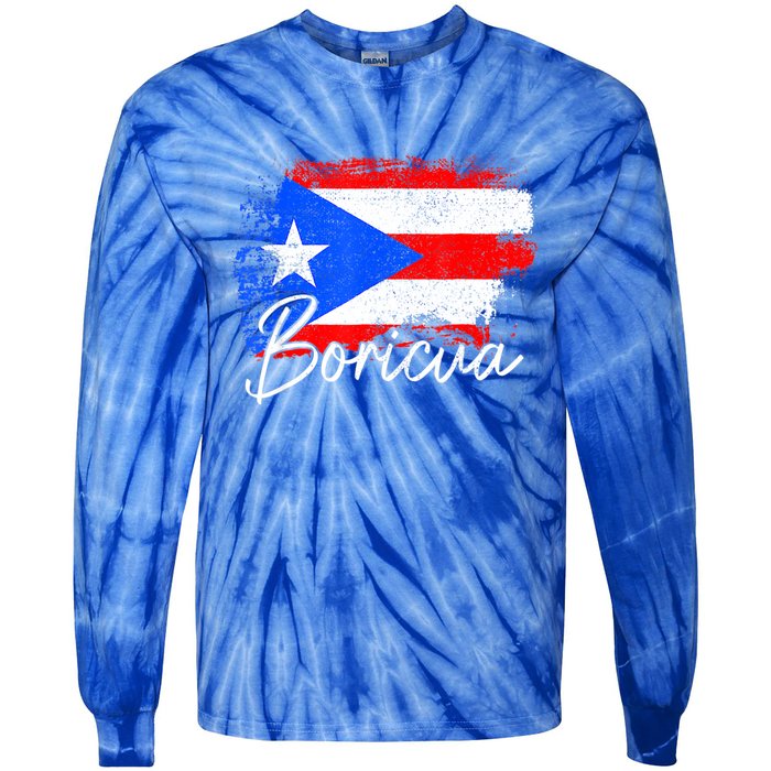 Puerto Rico Boricua Vintage Puerto Rican Flag Pride Tie-Dye Long Sleeve Shirt