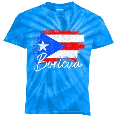 Puerto Rico Boricua Vintage Puerto Rican Flag Pride Kids Tie-Dye T-Shirt