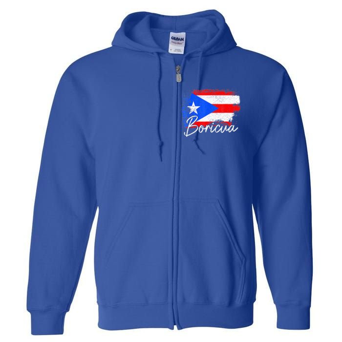 Puerto Rico Boricua Vintage Puerto Rican Flag Pride Full Zip Hoodie