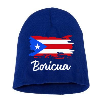 Puerto Rico Boricua Vintage Puerto Rican Flag  Short Acrylic Beanie