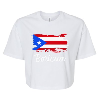 Puerto Rico Boricua Vintage Puerto Rican Flag  Bella+Canvas Jersey Crop Tee