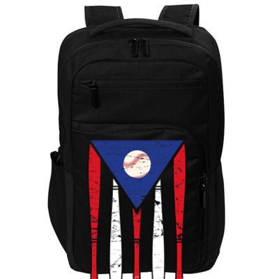 Puerto Rico Baseball Inspired By Puerto Rican Flag Vintage Impact Tech Backpack