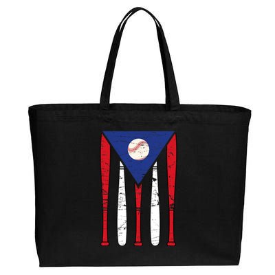 Puerto Rico Baseball Inspired By Puerto Rican Flag Vintage Cotton Canvas Jumbo Tote