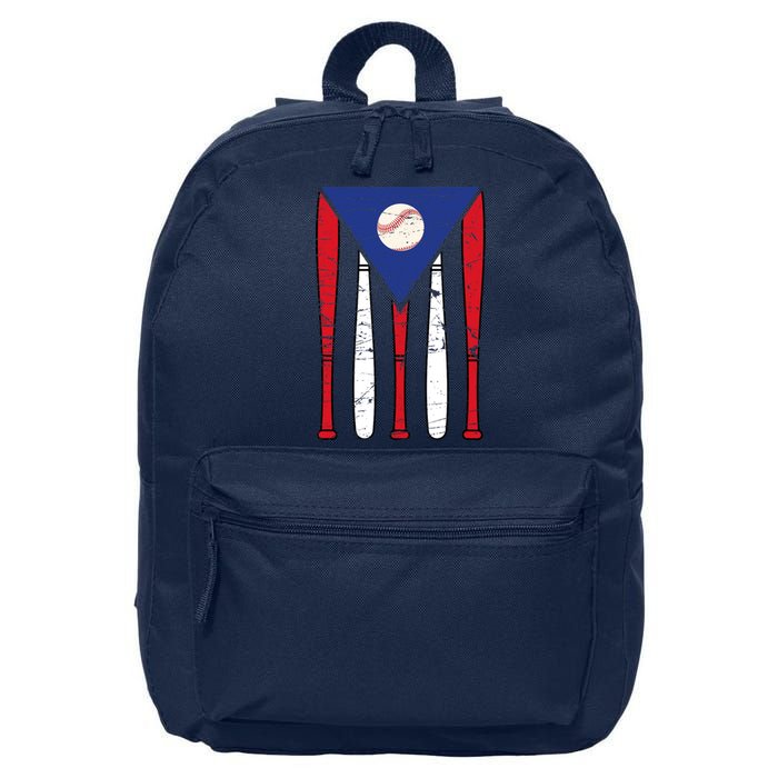 Puerto Rico Baseball Inspired By Puerto Rican Flag Vintage 16 in Basic Backpack