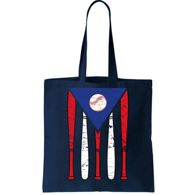 Puerto Rico Baseball Inspired By Puerto Rican Flag Vintage Tote Bag