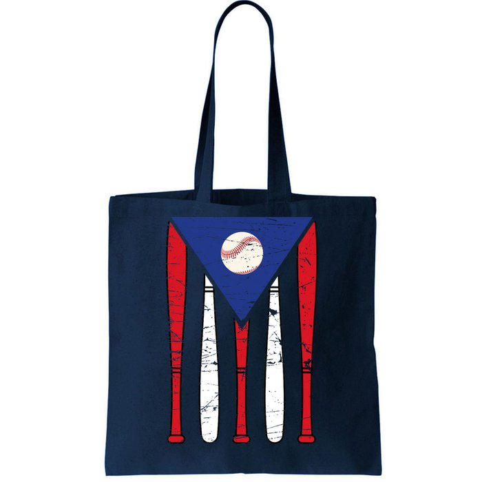 Puerto Rico Baseball Inspired By Puerto Rican Flag Vintage Tote Bag