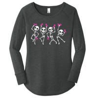 Pink Ribbon Breast Cancer Awareness Skeleton Women's Perfect Tri Tunic Long Sleeve Shirt