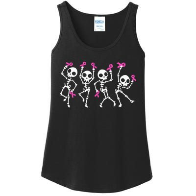 Pink Ribbon Breast Cancer Awareness Skeleton Ladies Essential Tank