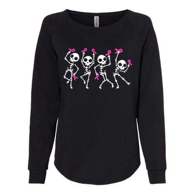 Pink Ribbon Breast Cancer Awareness Skeleton Womens California Wash Sweatshirt