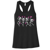 Pink Ribbon Breast Cancer Awareness Skeleton Women's Racerback Tank