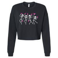 Pink Ribbon Breast Cancer Awareness Skeleton Cropped Pullover Crew