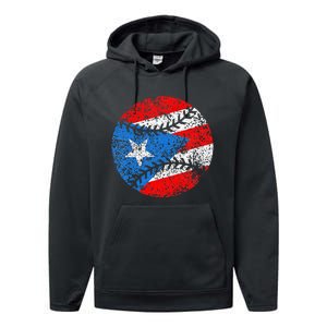 Puerto Rican Baseball Proud Boricua Flag Puerto Rico Performance Fleece Hoodie