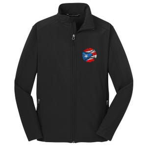 Puerto Rican Baseball Proud Boricua Flag Puerto Rico Core Soft Shell Jacket