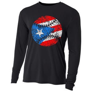 Puerto Rican Baseball Proud Boricua Flag Puerto Rico Cooling Performance Long Sleeve Crew