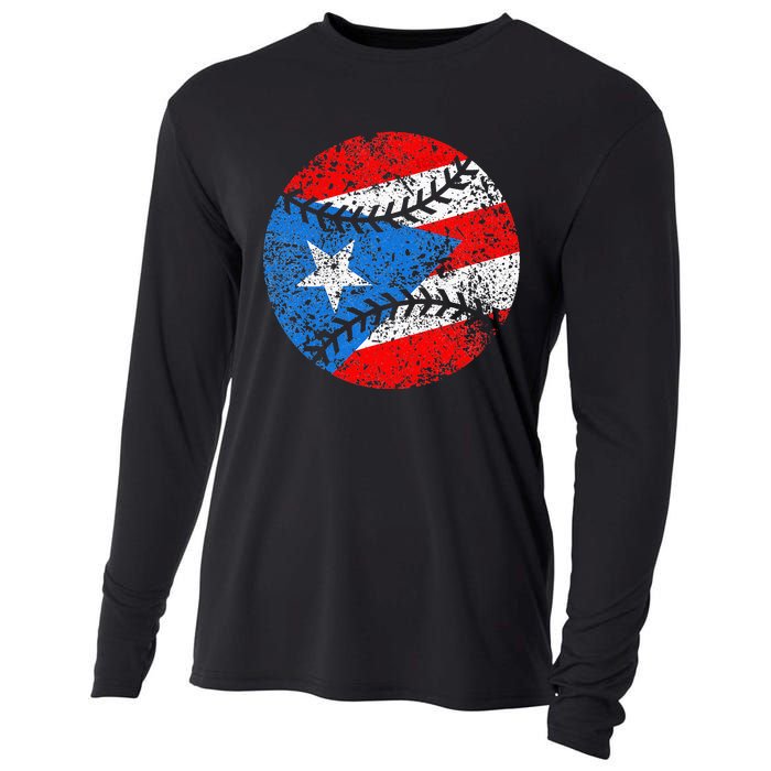 Puerto Rican Baseball Proud Boricua Flag Puerto Rico Cooling Performance Long Sleeve Crew