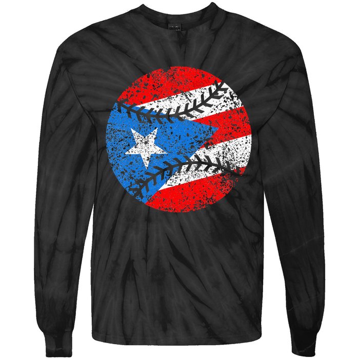 Puerto Rican Baseball Proud Boricua Flag Puerto Rico Tie-Dye Long Sleeve Shirt