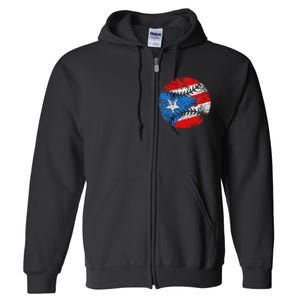 Puerto Rican Baseball Proud Boricua Flag Puerto Rico Full Zip Hoodie