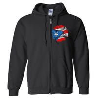 Puerto Rican Baseball Proud Boricua Flag Puerto Rico Full Zip Hoodie