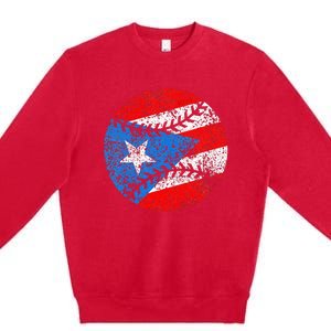 Puerto Rican Baseball Proud Boricua Flag Puerto Rico Premium Crewneck Sweatshirt