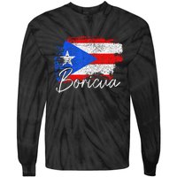 Puerto Rico Boricua Vintage Puerto Rican Flag Pride Tie-Dye Long Sleeve Shirt