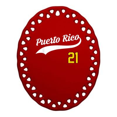 Puerto Rico Baseball 21 For Santurce Baseball Fans Ceramic Oval Ornament