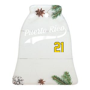 Puerto Rico Baseball 21 For Santurce Baseball Fans Ceramic Bell Ornament