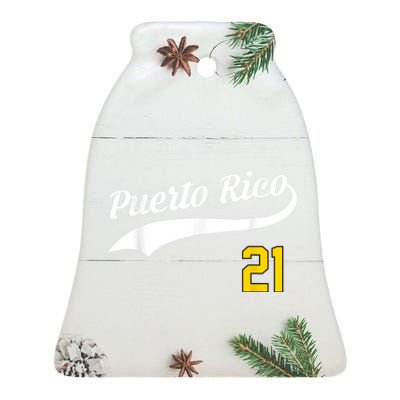 Puerto Rico Baseball 21 For Santurce Baseball Fans Ceramic Bell Ornament