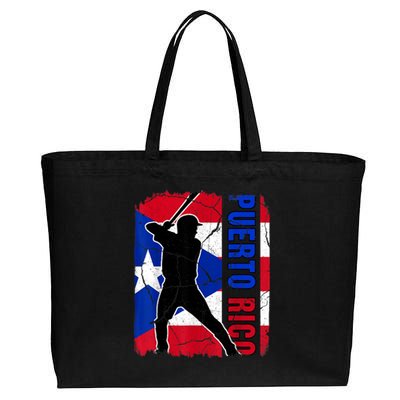 Puerto Rican Baseball Player Puerto Rico Flag Baseball Fans Cotton Canvas Jumbo Tote