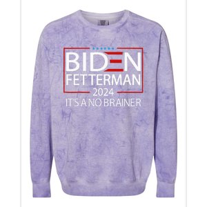 Political Retro Biden Fetterman 2024 ItS A No Brainer Colorblast Crewneck Sweatshirt