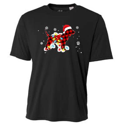 Pajamas Red Buffalo Plaid Beagle Dog Merry Christmas Cooling Performance Crew T-Shirt