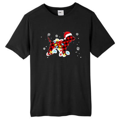 Pajamas Red Buffalo Plaid Beagle Dog Merry Christmas Tall Fusion ChromaSoft Performance T-Shirt