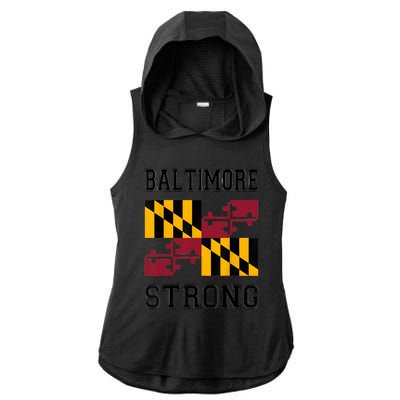 Patapsco River Baltimore Strong Ladies PosiCharge Tri-Blend Wicking Draft Hoodie Tank