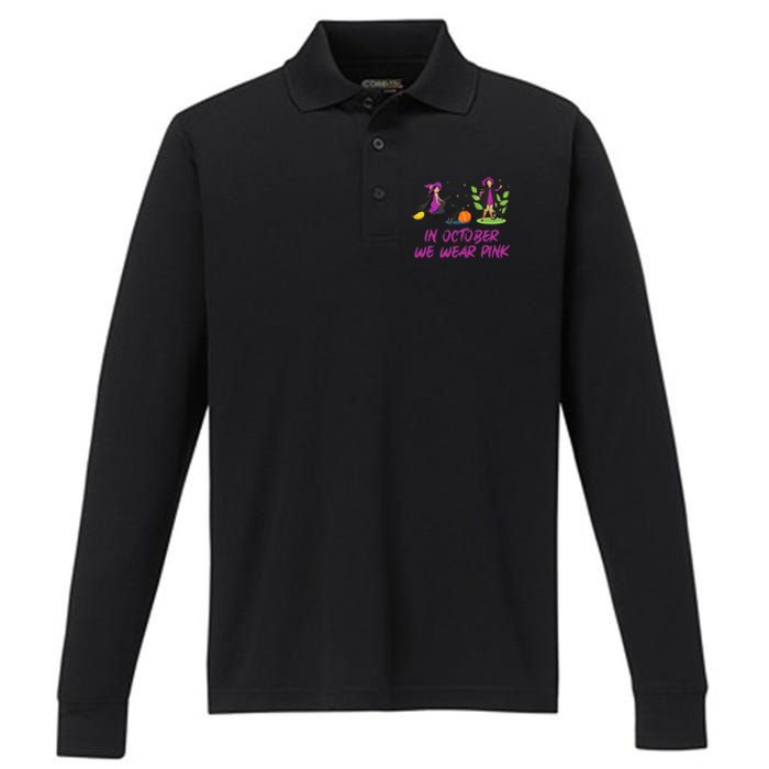 Pink Ribbon Breast Cancer Shirts Halloween Performance Long Sleeve Polo