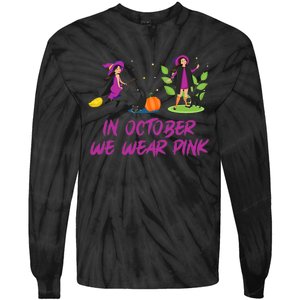 Pink Ribbon Breast Cancer Shirts Halloween Tie-Dye Long Sleeve Shirt