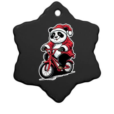 Panda Riding Bicycle Xmas Cycling Panda Lover Christmas Gift Ceramic Star Ornament