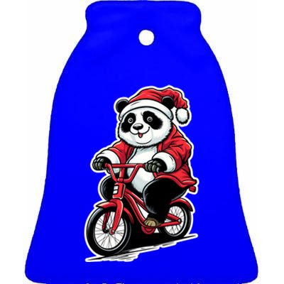 Panda Riding Bicycle Xmas Cycling Panda Lover Christmas Gift Ceramic Bell Ornament