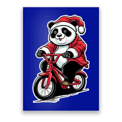 Panda Riding Bicycle Xmas Cycling Panda Lover Christmas Gift Poster